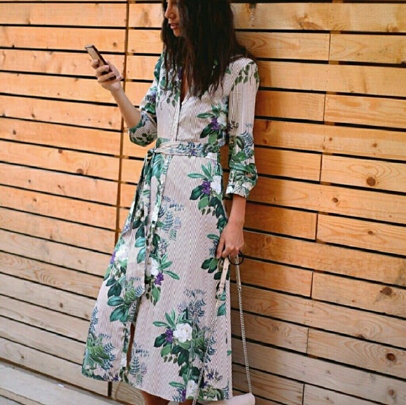 Zara Dresses | Womans Striped Floral 